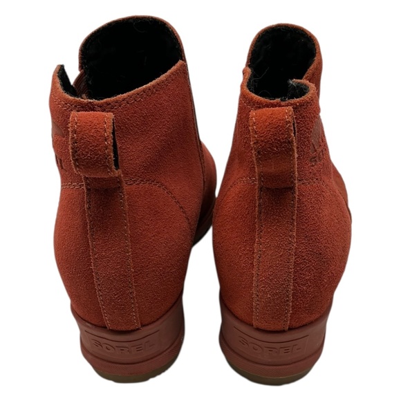 Sorel Evie Wedge Suede Ankle Pull On Boots Burnt Orange Waterproof - Picture 4 of 13